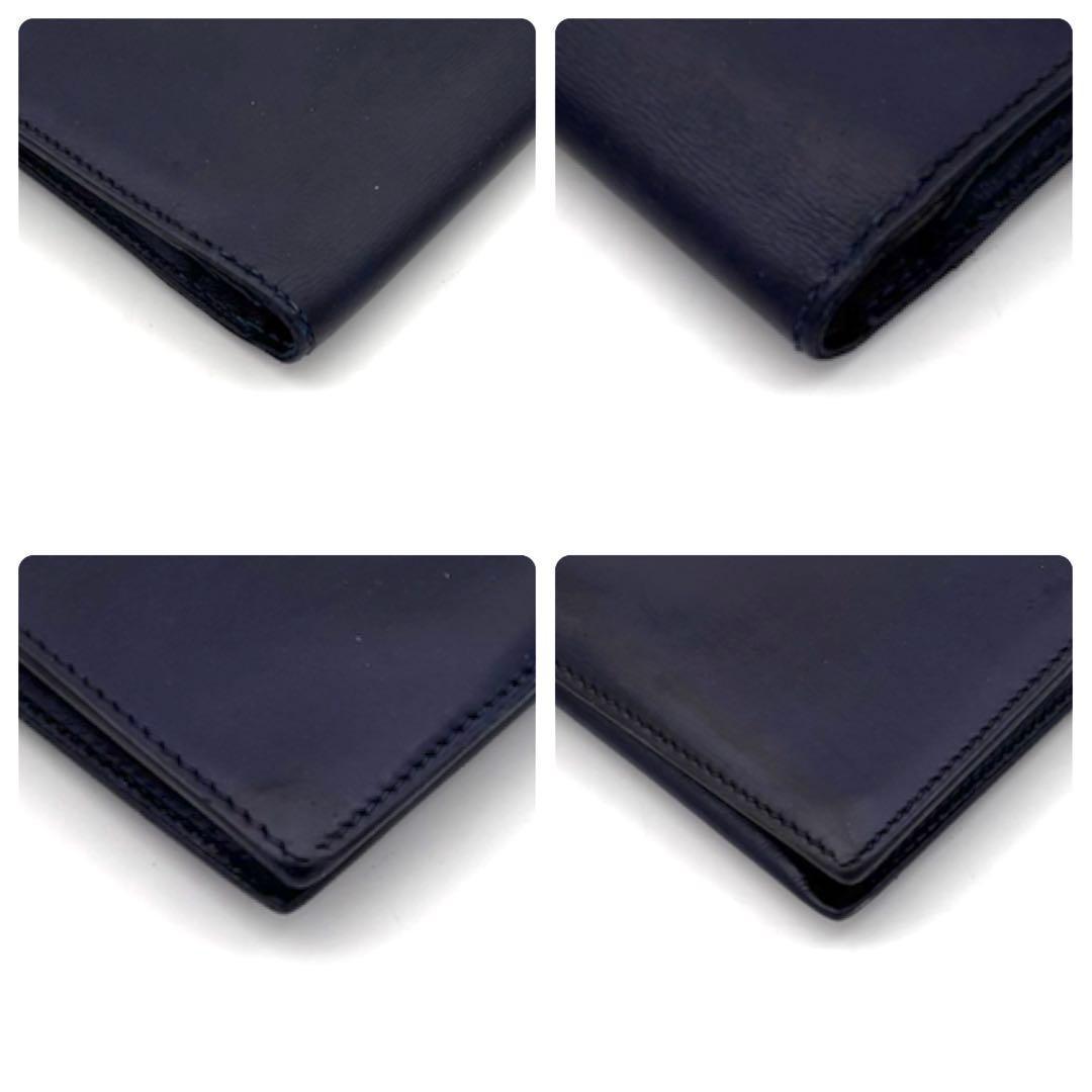Hermes Bearn Classic Box Calf Navy Blue Wallet Bifold — view 8