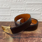 Celine Leather Triomphe Buckle Gold Belt Brown — view 2