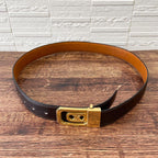 Celine Leather Triomphe Buckle Gold Belt Brown — view 5