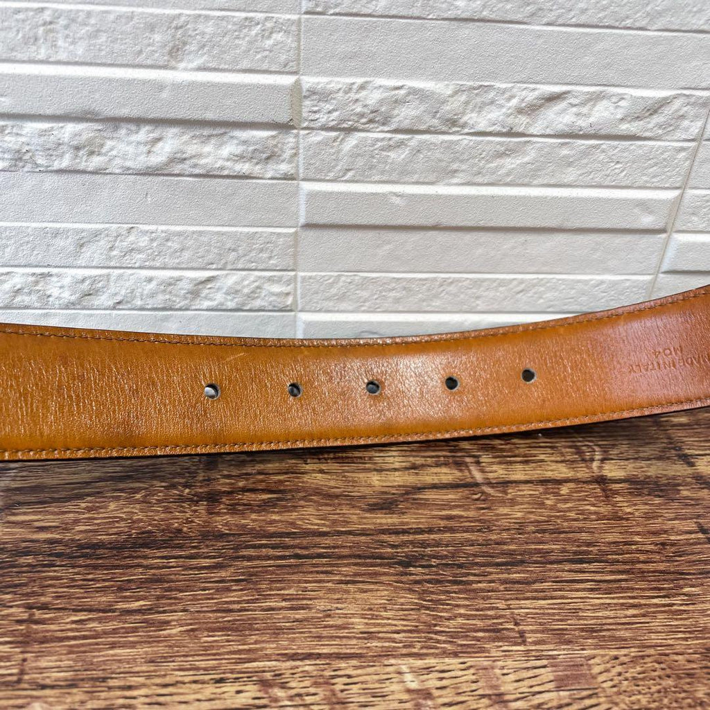 Celine Leather Triomphe Buckle Gold Belt Brown — view 7