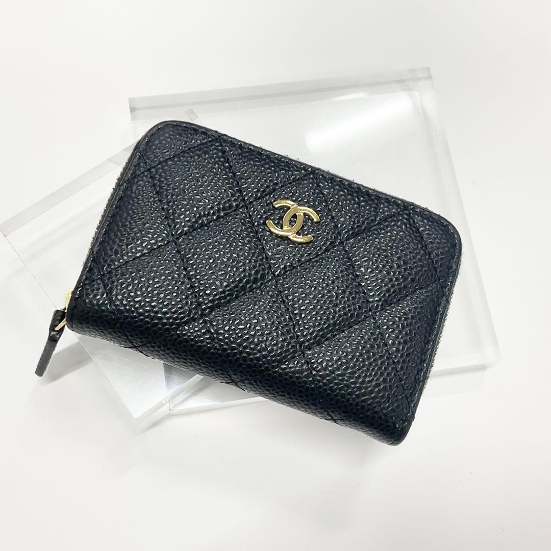 Chanel Caviar Leather CC Logo Quilted Classic Wallet Coin Purse