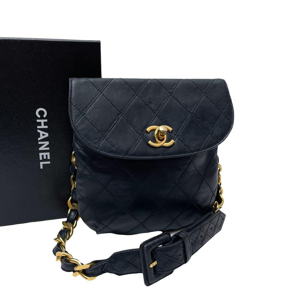 Chanel Bicolor Quilted Lambskin Waist Belt