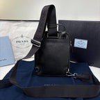 Prada Saffiano Leather Shoulder Bag Black — view 5