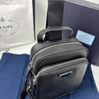 Prada Saffiano Leather Shoulder Bag Black — view 6