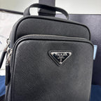 Prada Saffiano Leather Shoulder Bag Black — view 7
