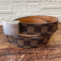 Louis Vuitton Damier Leather Ceinture Silver Buckle Belt