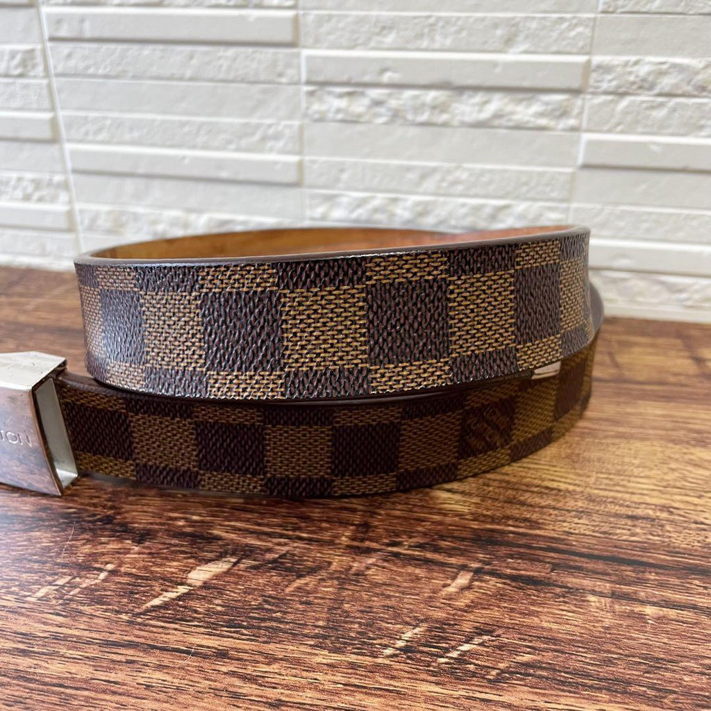 Louis Vuitton Damier Leather Ceinture Silver Buckle Belt — view 4