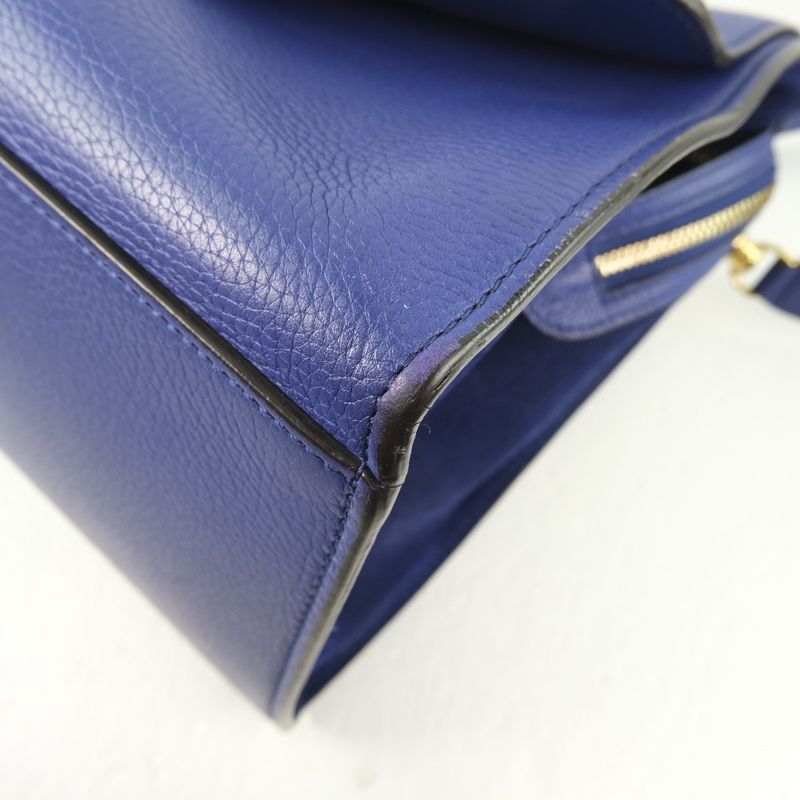 Celine Trapeze 2-Way Shoulder Calf Blue Handbag — view 6