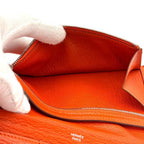 Hermes Chevre Misor Leather Orange Bearn Souffle Wallet — view 4