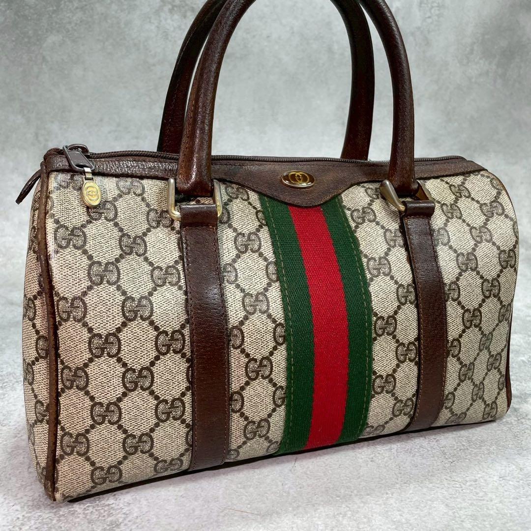 Gucci GG Sherry Line Boston Bag Hand Brown