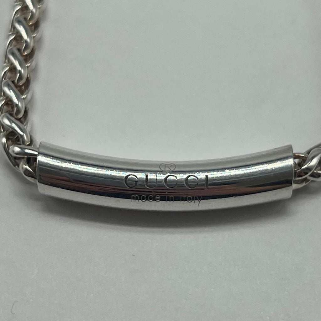 Gucci Logo Bar Necklace Braided Chain