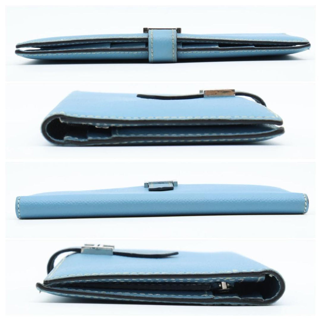Hermes Bearn Classic Blue Jean Silver Wallet — view 9