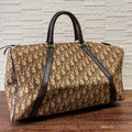 Dior Trotter Canvas Leather Boston Hand Bag Brown