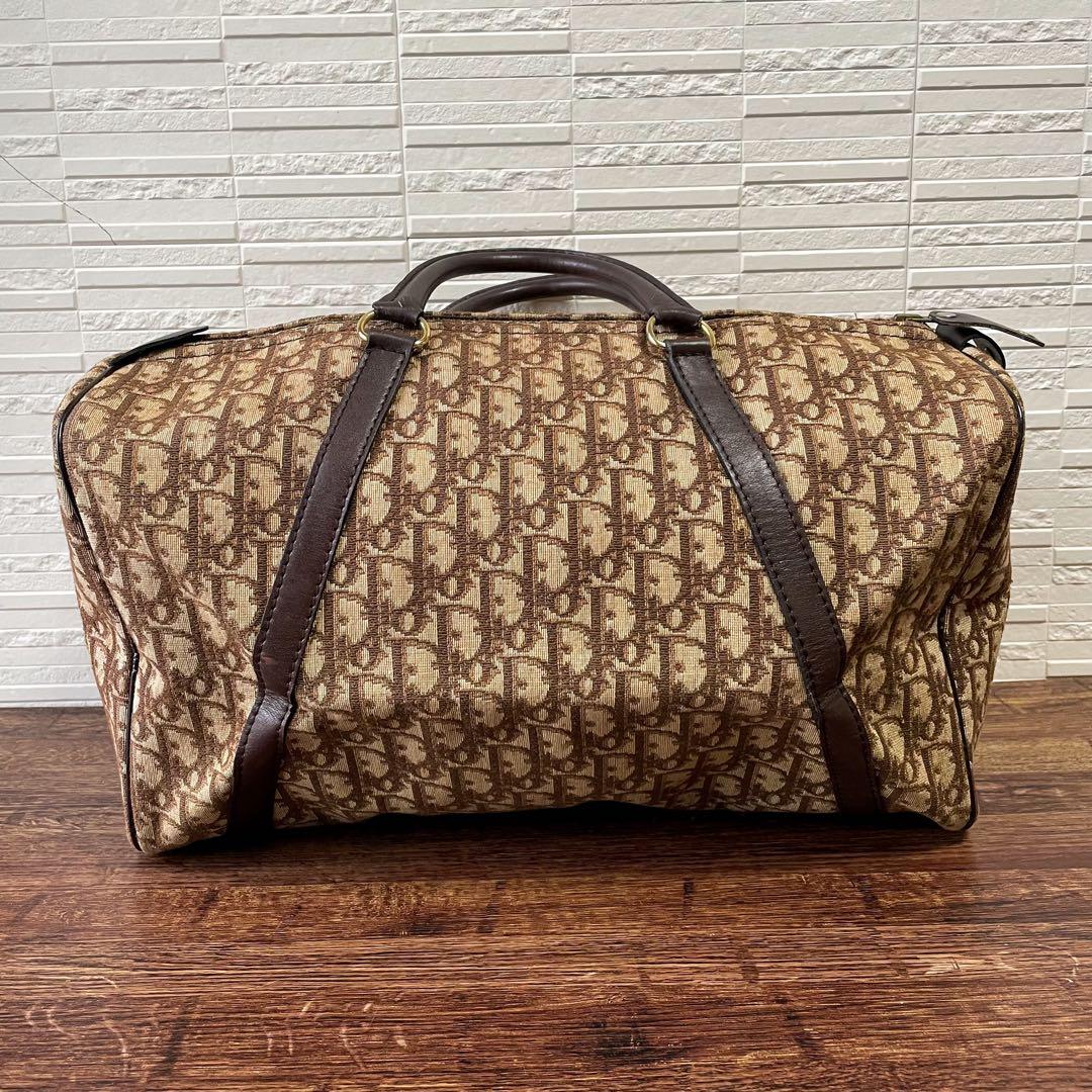 Dior Trotter Canvas Leather Boston Hand Bag Brown — view 2