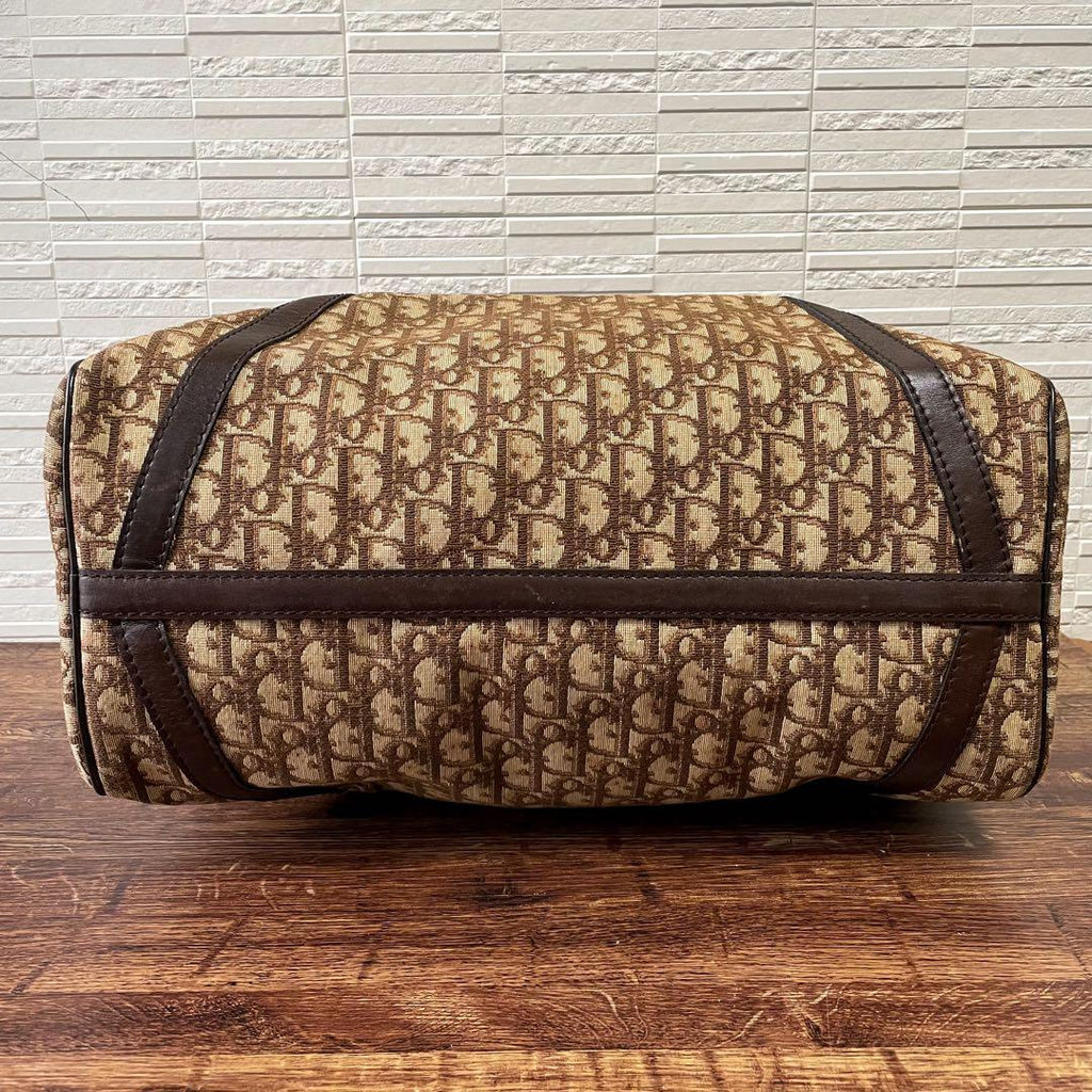 Dior Trotter Canvas Leather Boston Hand Bag Brown — view 4