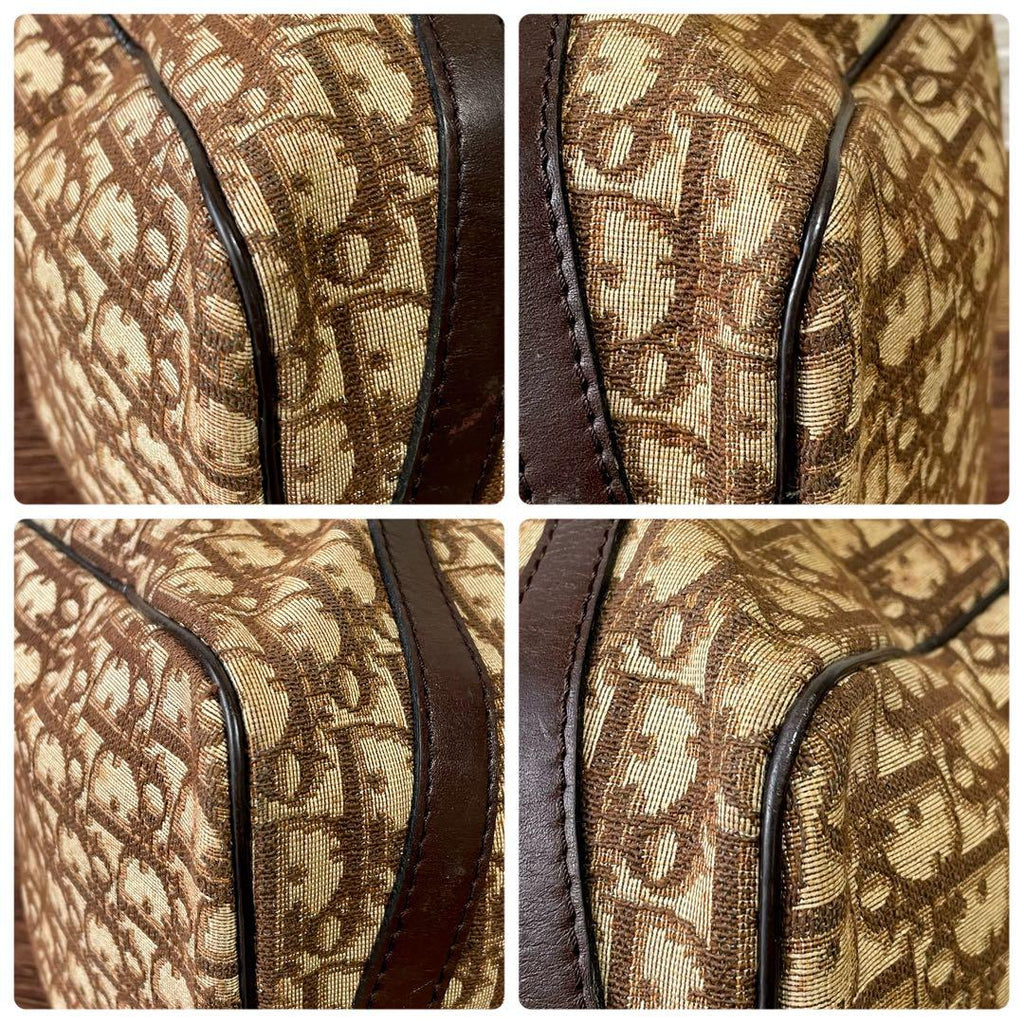 Dior Trotter Canvas Leather Boston Hand Bag Brown — view 5