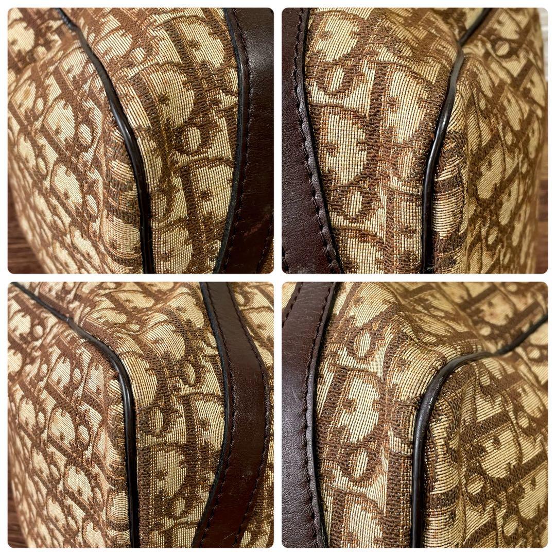 Dior Trotter Canvas Leather Boston Hand Bag Brown — view 5