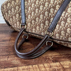 Dior Trotter Canvas Leather Boston Hand Bag Brown — view 6