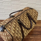 Dior Trotter Canvas Leather Boston Hand Bag Brown — view 7
