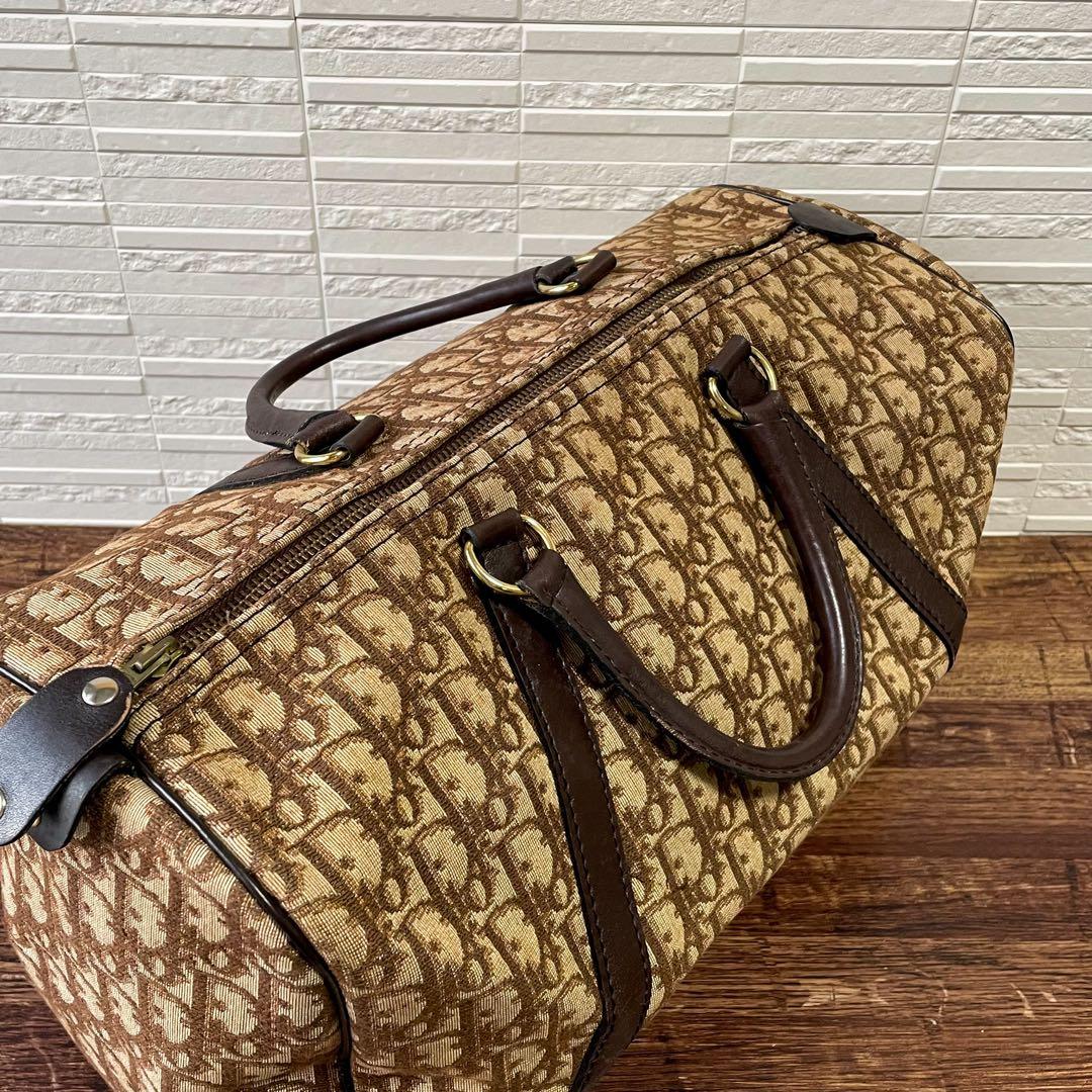 Dior Trotter Canvas Leather Boston Hand Bag Brown — view 7