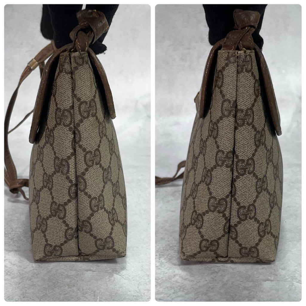 Gucci GG Shoulder Bag Brown Logo Gold Leather — view 7