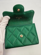 Chanel Emerald Green Metallic Caviar Leather Card Case — view 4