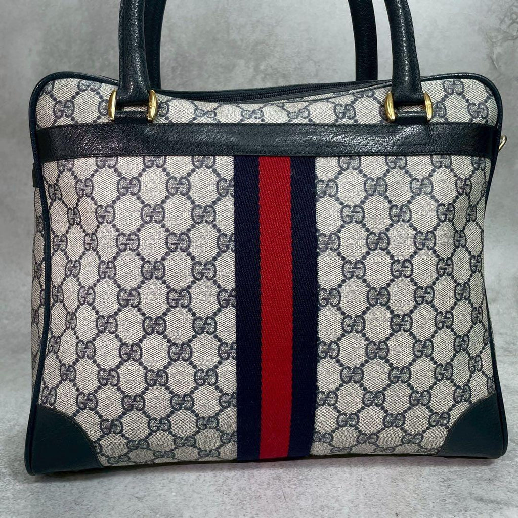 Gucci GG Sherry Line Tote Navy Leather Logo — view 3