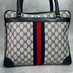 Gucci GG Sherry Line Tote Navy Leather Logo — view 3