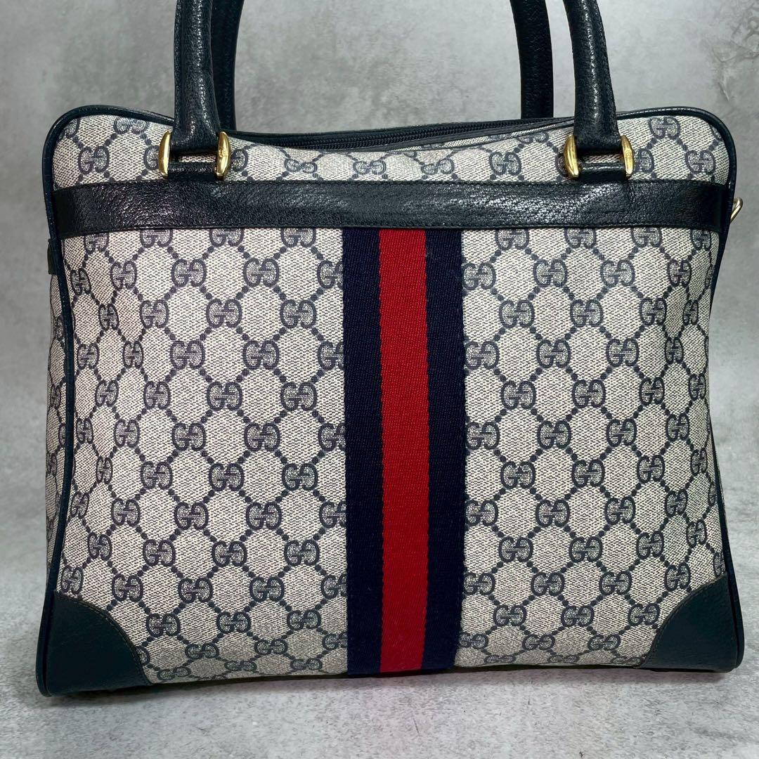Gucci GG Sherry Line Tote Navy Leather Logo — view 3