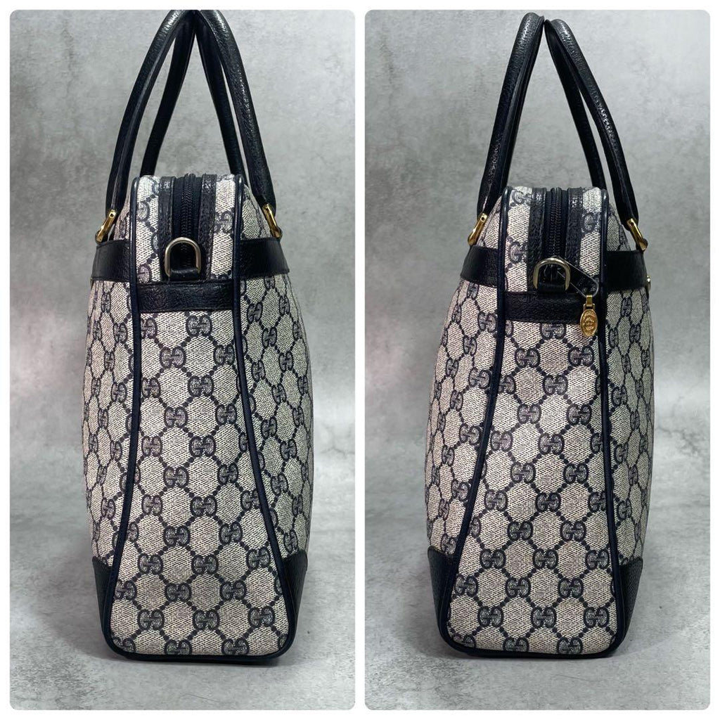 Gucci GG Sherry Line Tote Navy Leather Logo — view 7