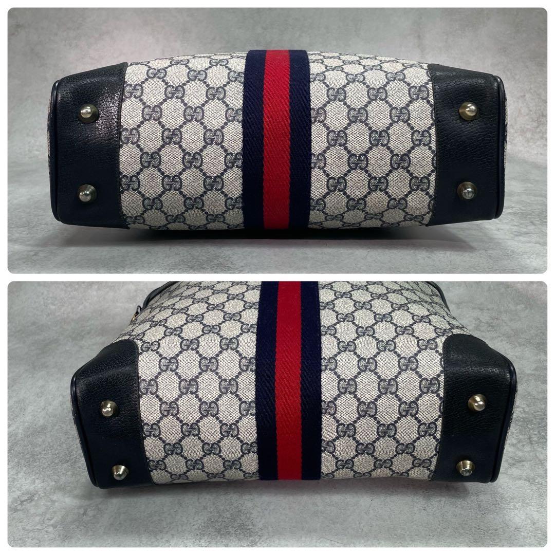 Gucci GG Sherry Line Tote Navy Leather Logo — view 8