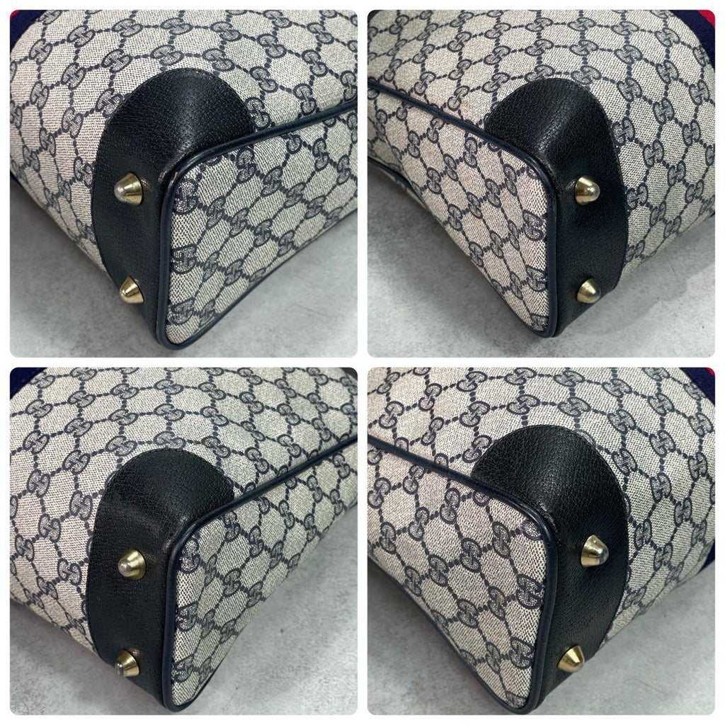 Gucci GG Sherry Line Tote Navy Leather Logo — view 9