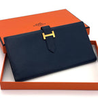 Hermes Bearn Classic Bifold Wallet Navy Leather Epsom