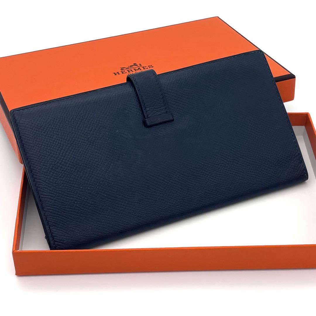 Hermes Bearn Classic Bifold Wallet Navy Leather Epsom — view 2