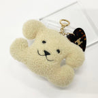 Celine Triomphe Pom Charm Dog Beige Keychain