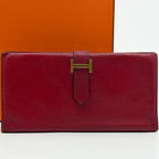 Hermes Bearn Classic Chevre Red Leather Wallet Bifold — view 2