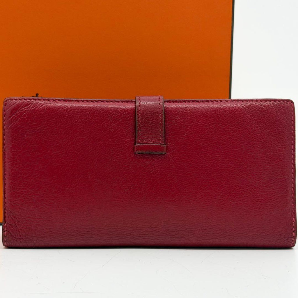 Hermes Bearn Classic Chevre Red Leather Wallet Bifold — view 3