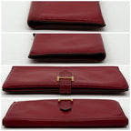Hermes Bearn Classic Chevre Red Leather Wallet Bifold — view 5