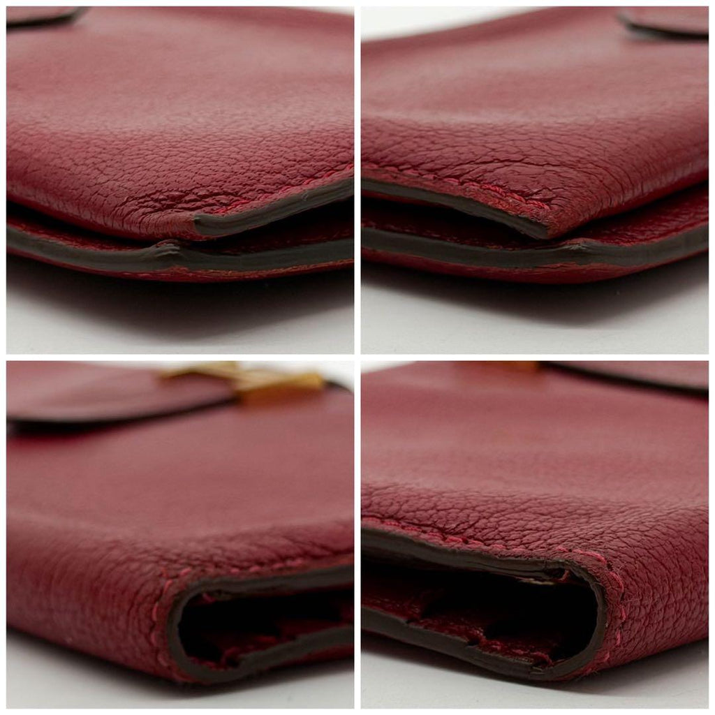 Hermes Bearn Classic Chevre Red Leather Wallet Bifold — view 6