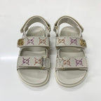 Gucci Double Rhinestone Fabric Leather Flat Sandals — view 2