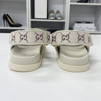 Gucci Double Rhinestone Fabric Leather Flat Sandals — view 5