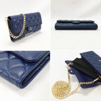 Chanel Caviar Leather Quilted Long Wallet Blue — view 3