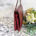 Chanel Chain Wallet Quilted Deep Red Shoulder — view 7