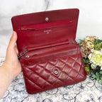 Chanel Chain Wallet Quilted Deep Red Shoulder — view 9