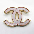 Chanel Brooch CC Logo Gold Pink Clover
