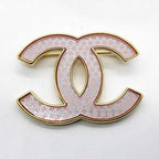 Chanel Brooch CC Logo Gold Pink Clover