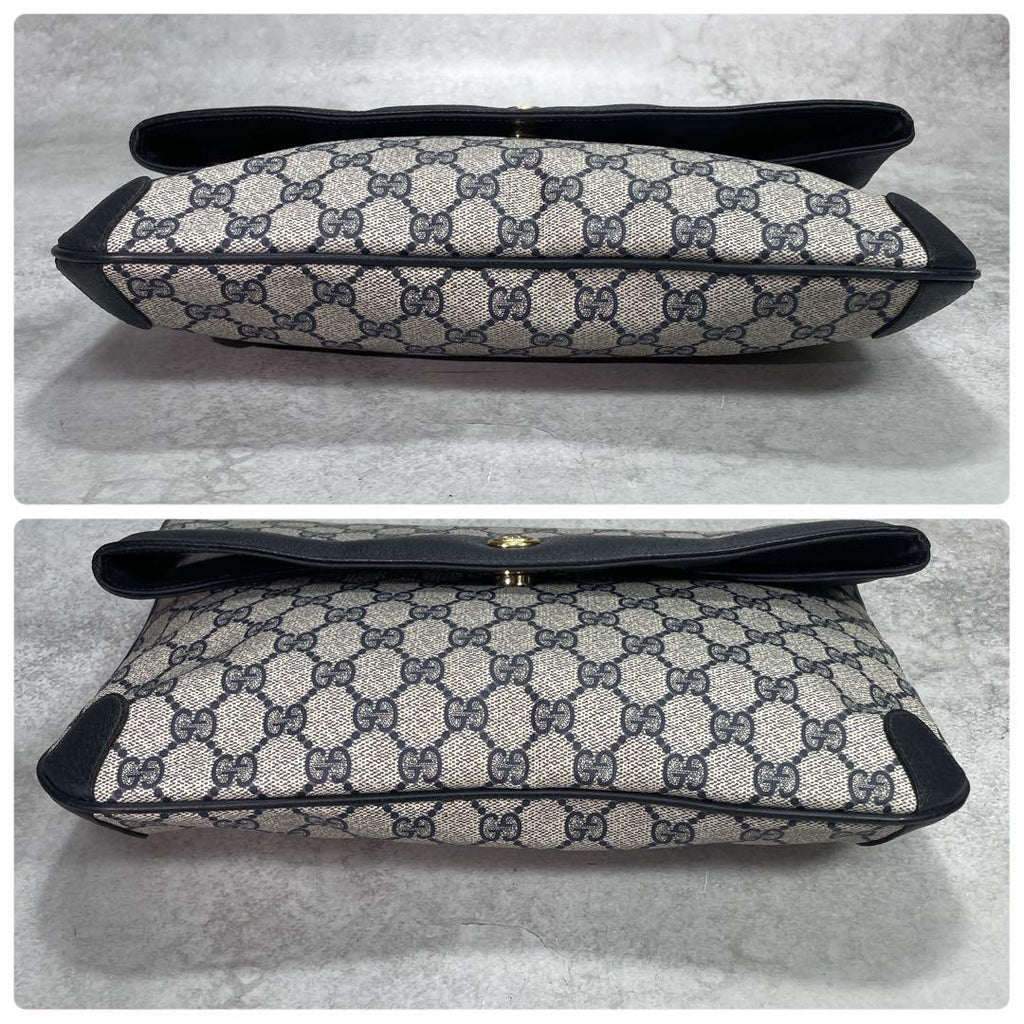 Gucci GG Clutch Navy Beige Logo Leather — view 7