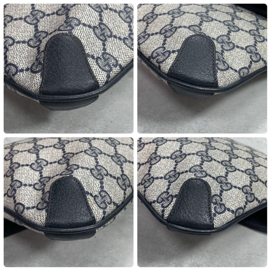 Gucci GG Clutch Navy Beige Logo Leather — view 8