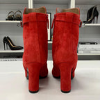 Hermes Jews Kelly Hardware Suede Short Boots Red — view 6