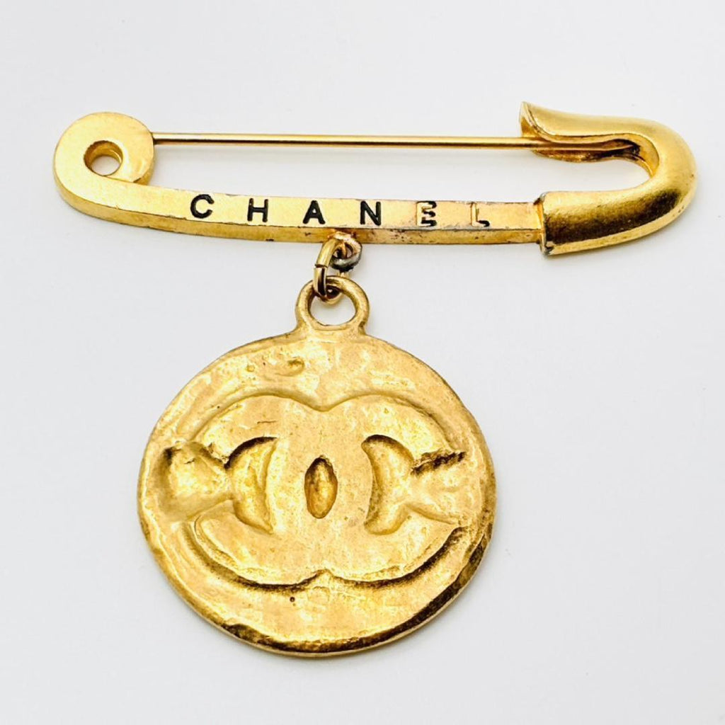 Chanel Brooch CC Logo Gold Safety